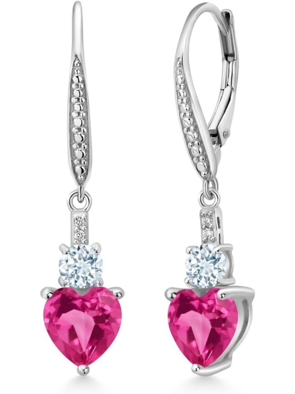 Stunning 3.33 Cttw Heart Drop Dangle Earrings for Women - Gemstone Jewelry Gift